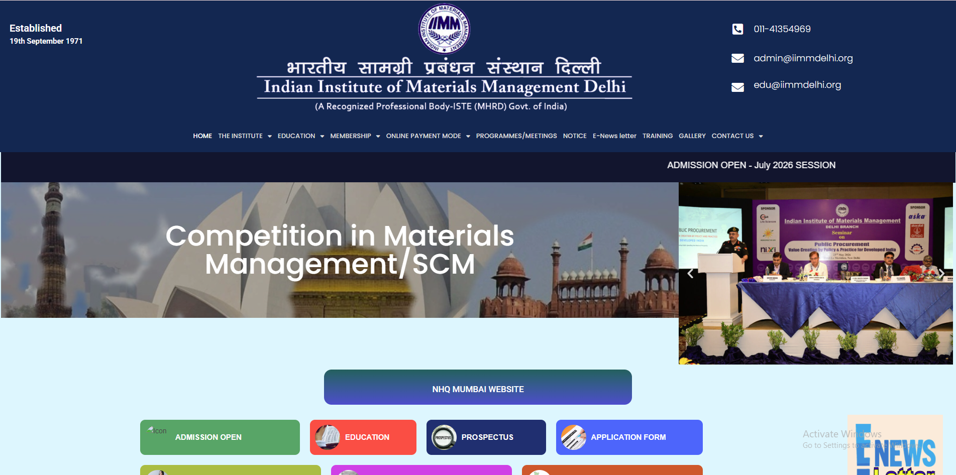 IIMM Delhi Portal Home Page