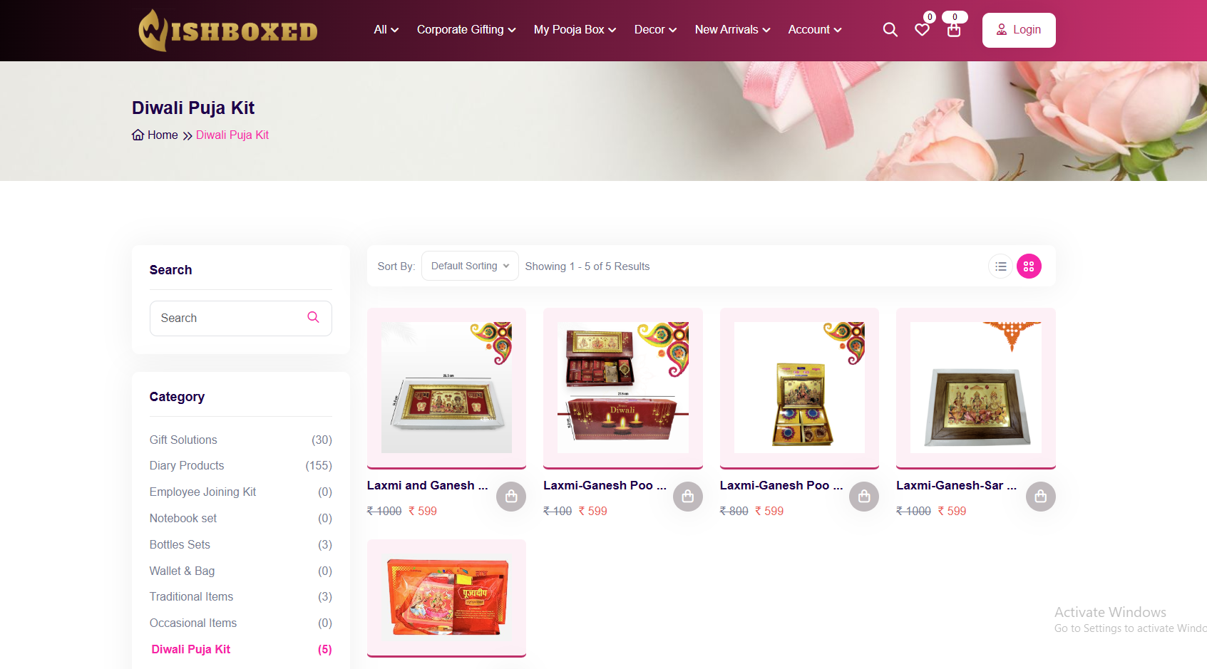 WishBoxed – Product Cart & Details Page